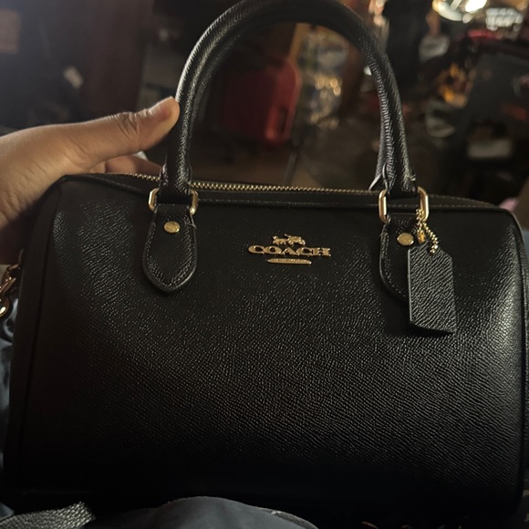 Coach Black Pebbled Leather Rowan Satchel MEDIUM SIZE - Picture 1 of 3